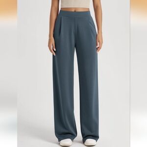 ODODOS Modal Soft Wide Leg Pants High Waist Casual Relaxed Pants +Pockets Lg EUC